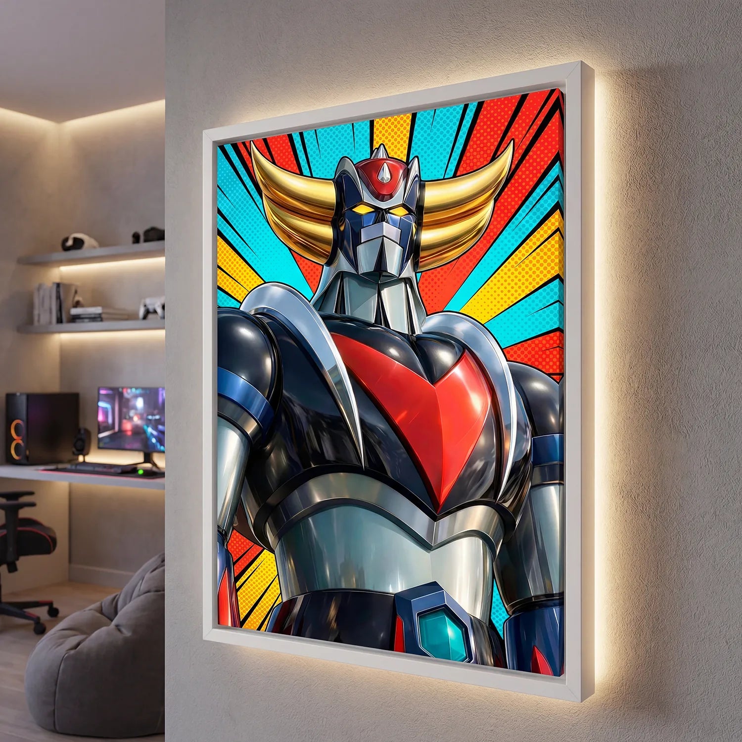 Toile Goldorak pop art couleurs vives décoration intérieure