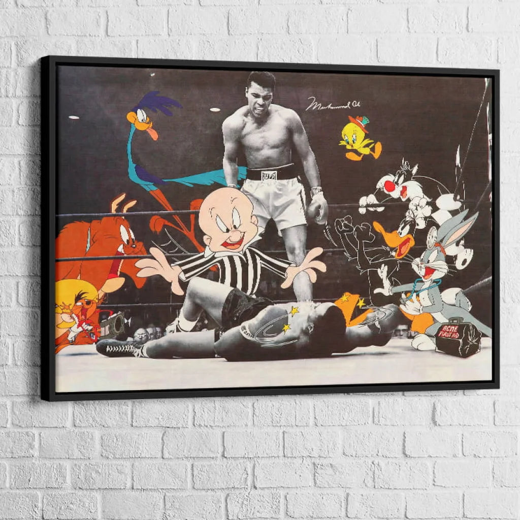 Toile murale boxe pop culture style urbain et graphique couleurs vives