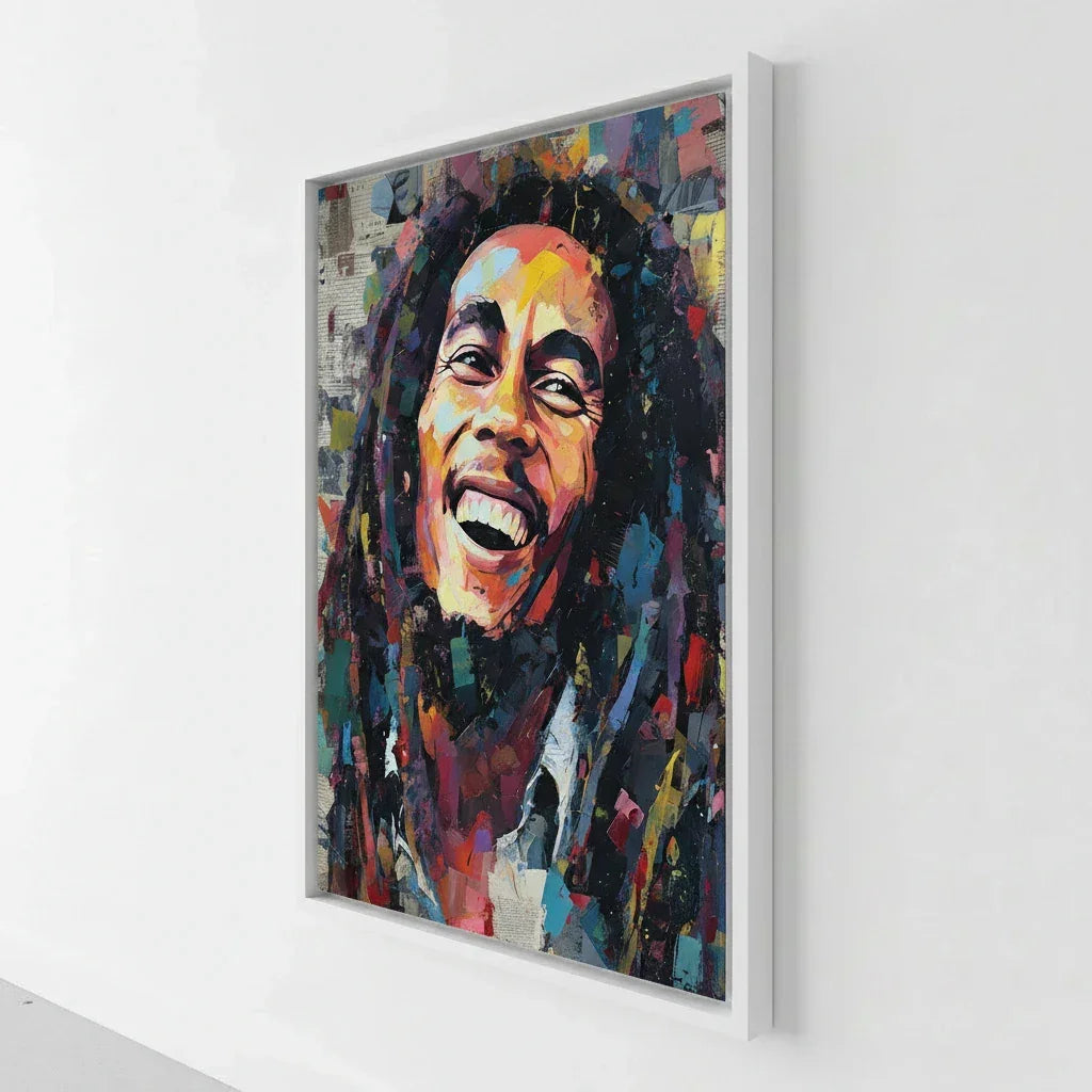 cadre flottant blanc tableau bob marley good vibes