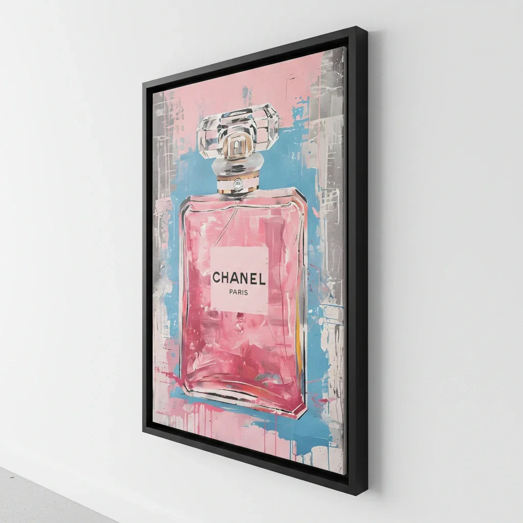 cadre flottant noir tableau parfum bleu rose artistique