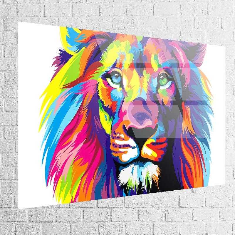 Tableau Pop Art Lion Coloré - Montableaudeco
