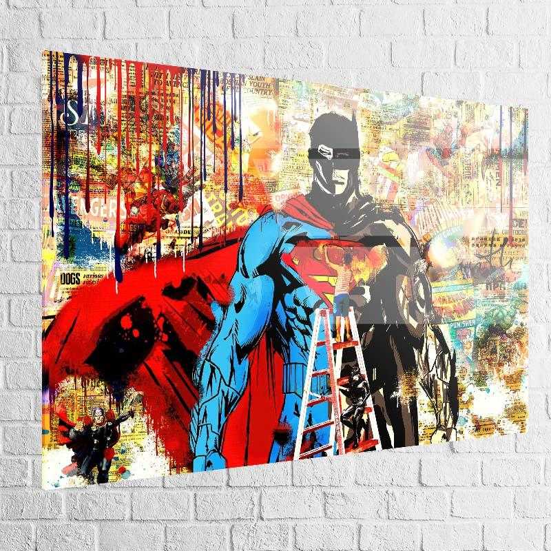 Tableau Marvel Superman Batman Héros - Montableaudeco