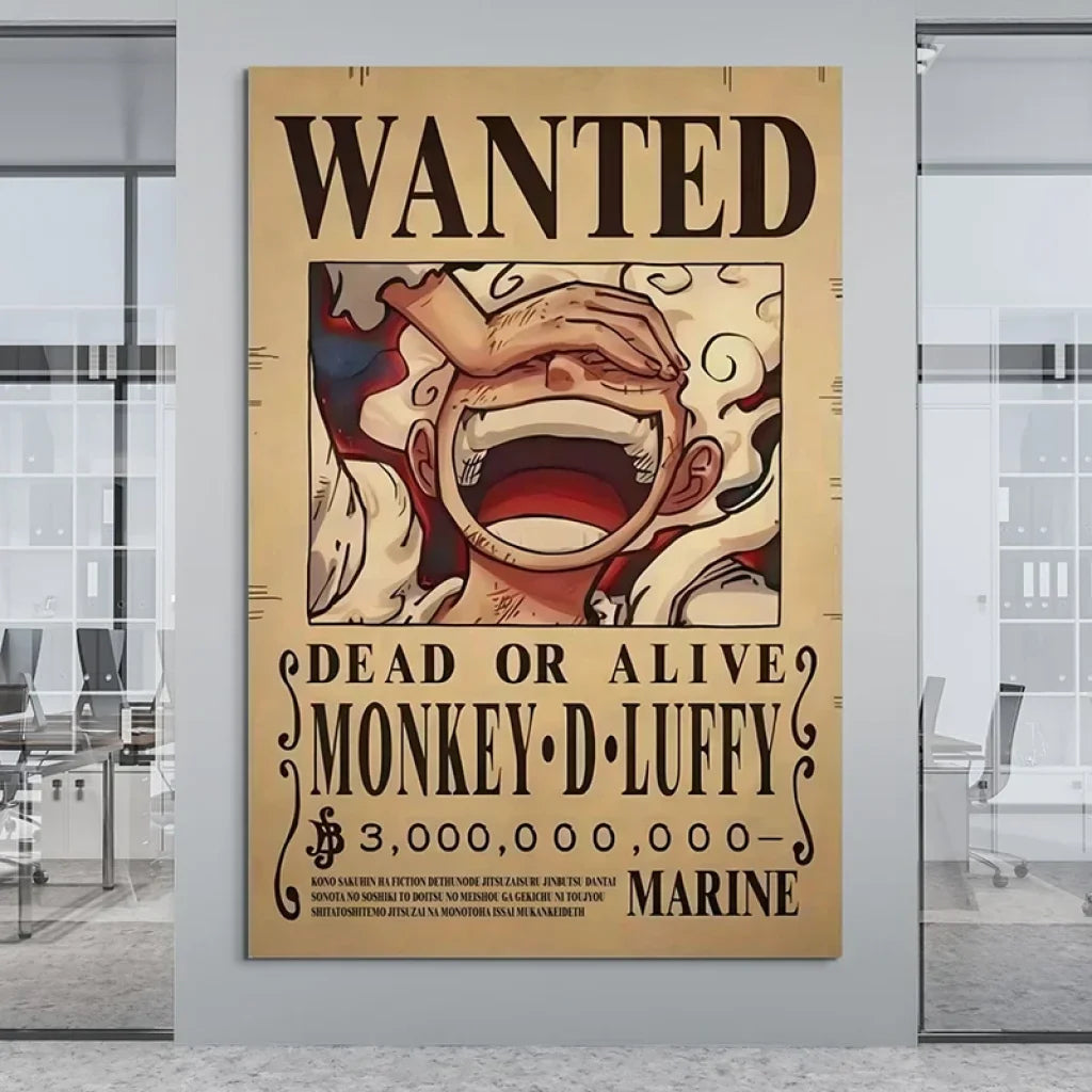 Affiche Wanted One Piece Monkey D. Luffy – Poster manga déco murale

