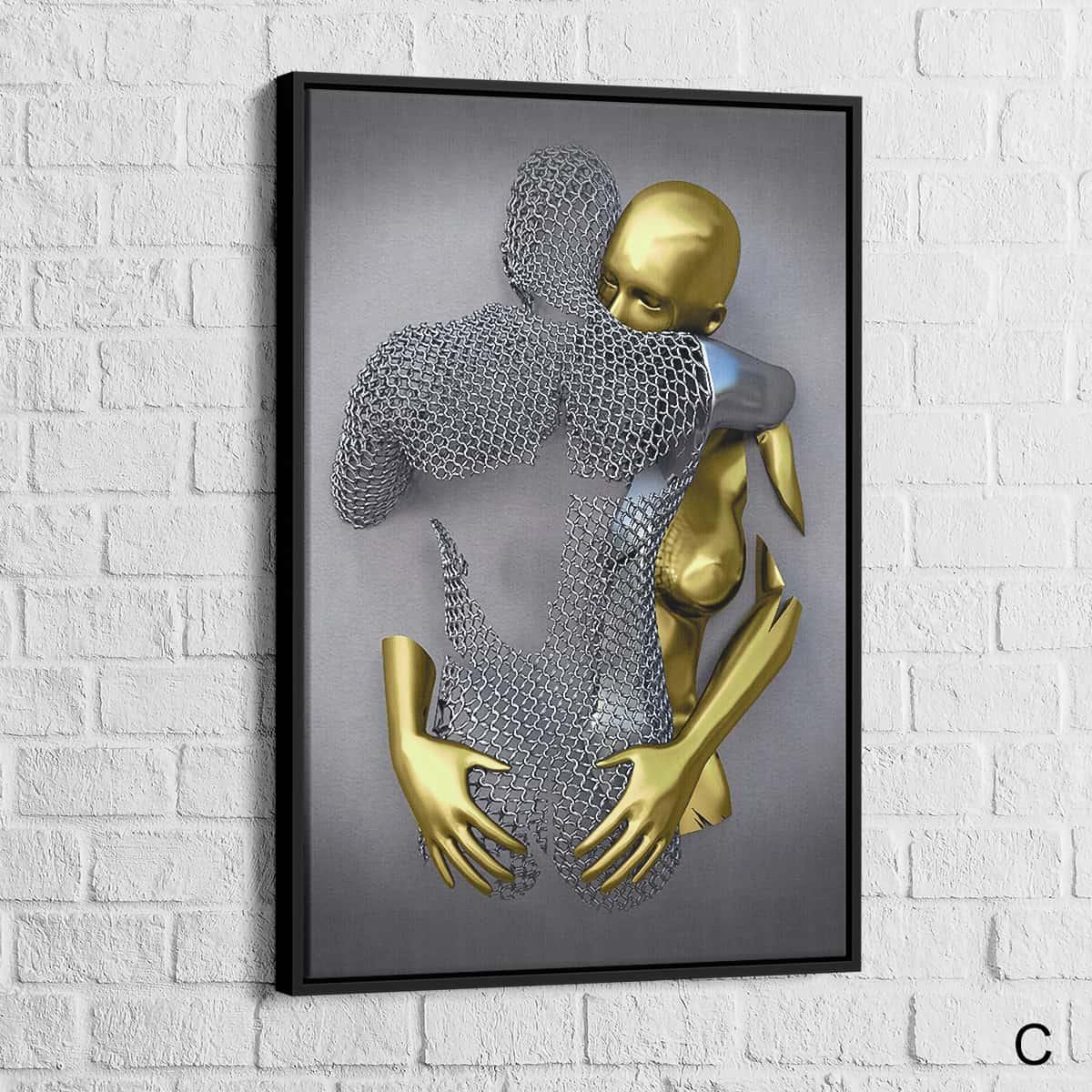 Tableau 3D Un Amour Gris et Or - Montableaudeco