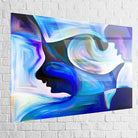 Tableau Abstrait Bleu Visage - Montableaudeco