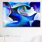 Tableau Abstrait Bleu Visage - Montableaudeco