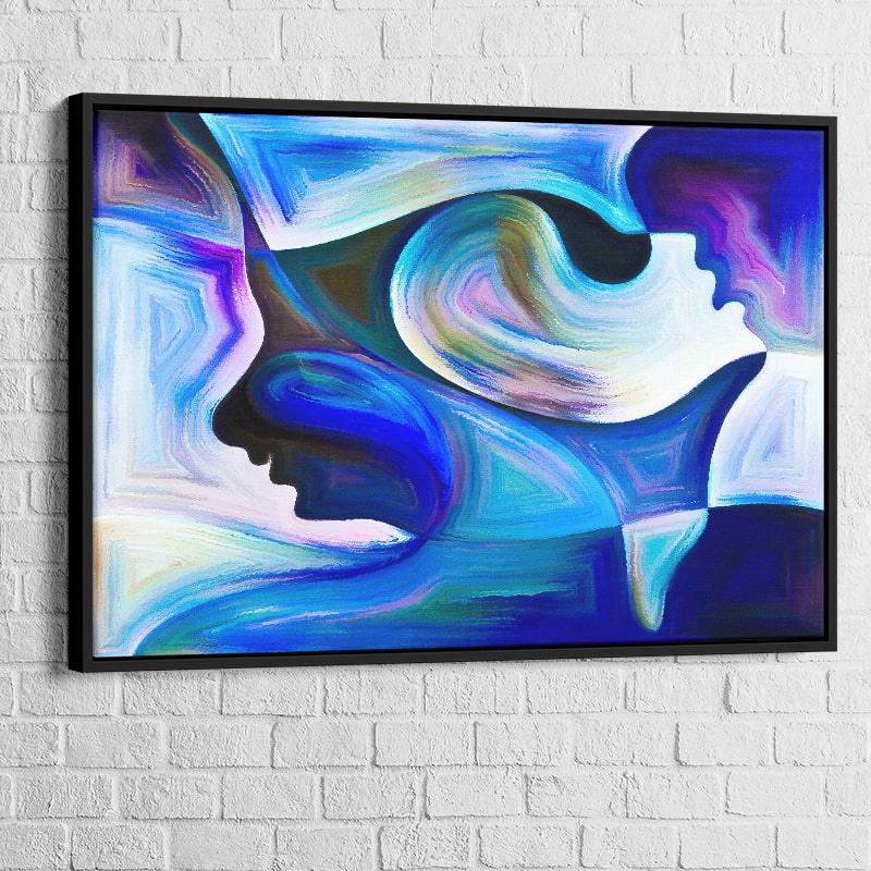 Tableau Abstrait Bleu Visage - Montableaudeco