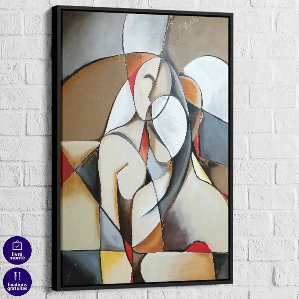 Tableau Abstrait Le Couple 40x60cm / Cadre Noir Tableau Abstrait