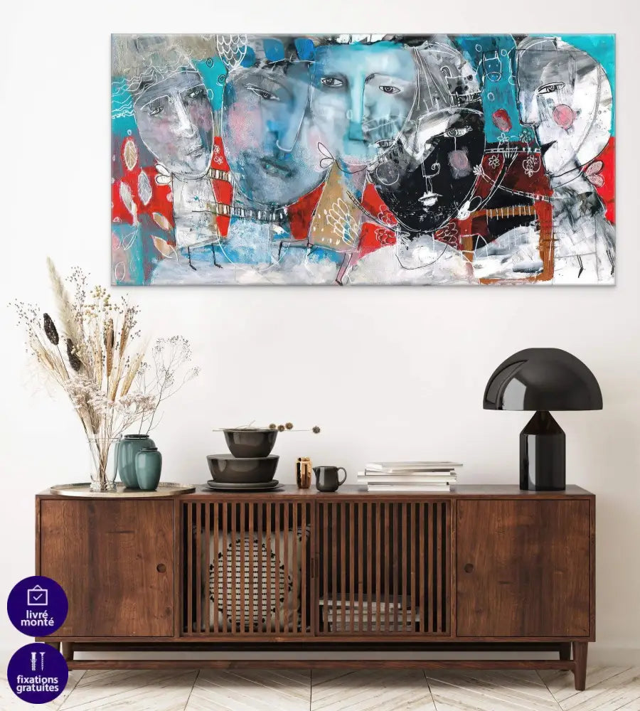 Tableau Abstrait Odysée des portraits - Montableaudeco