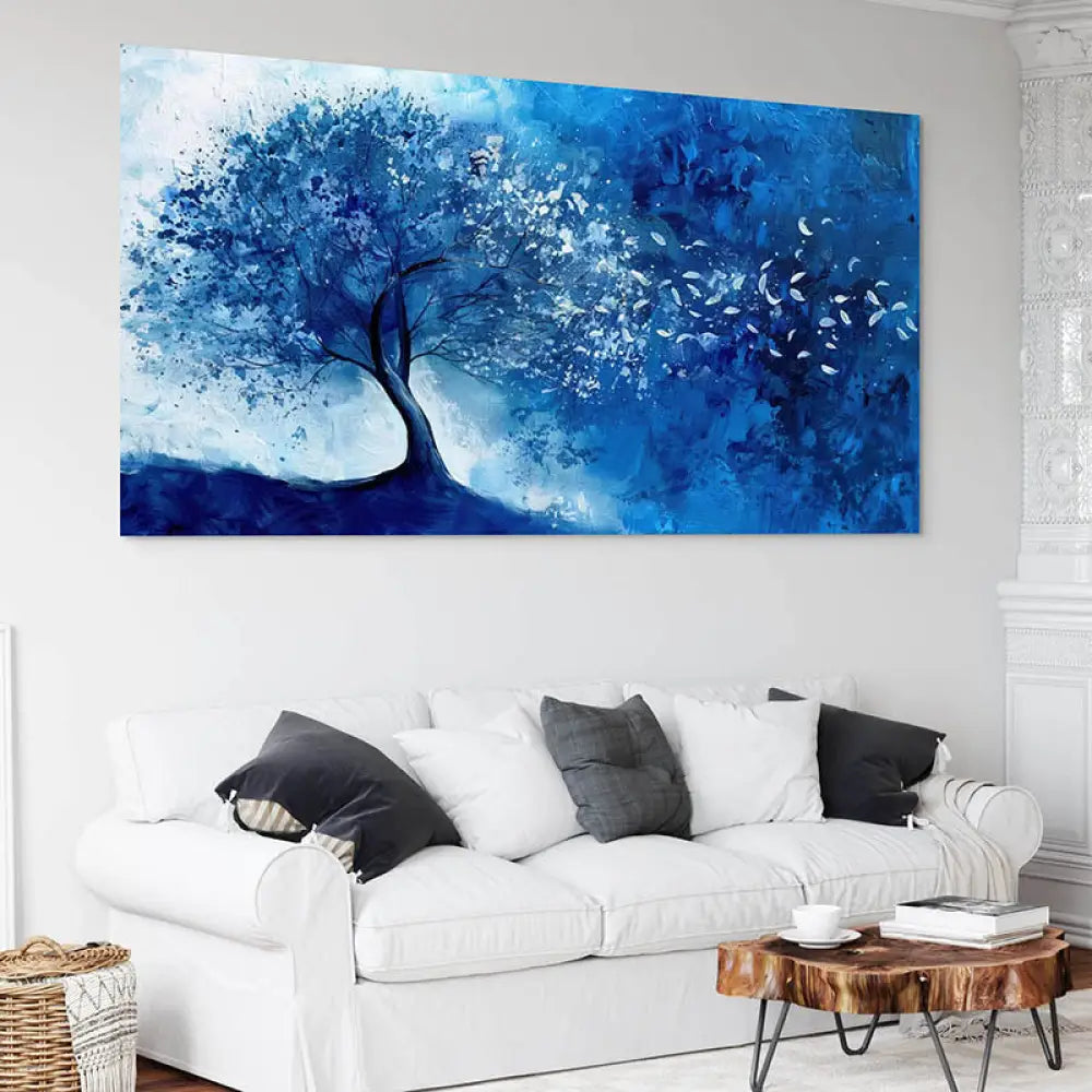 Tableau Arbre de Vie Bleu 40x80cm / Toile tendue sur châssis Tableau Arbre