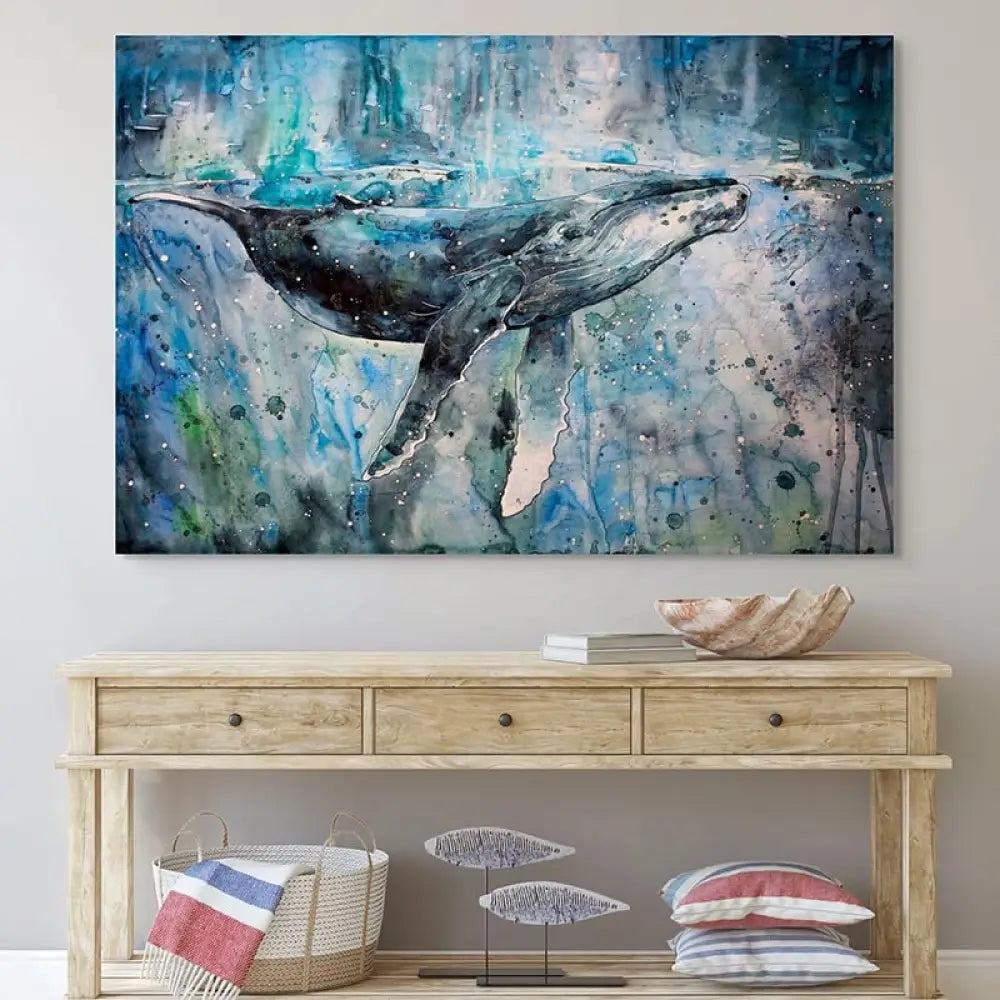 Tableau Baleine Bleu 40x60cm / Affiche sans cadre Tableau Mer