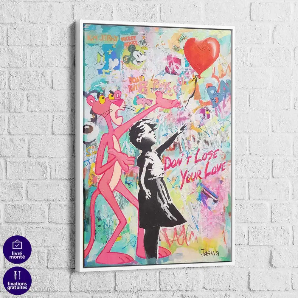 Tableau Banksy La fille au Ballon et La Panthère Rose - Montableaudeco
