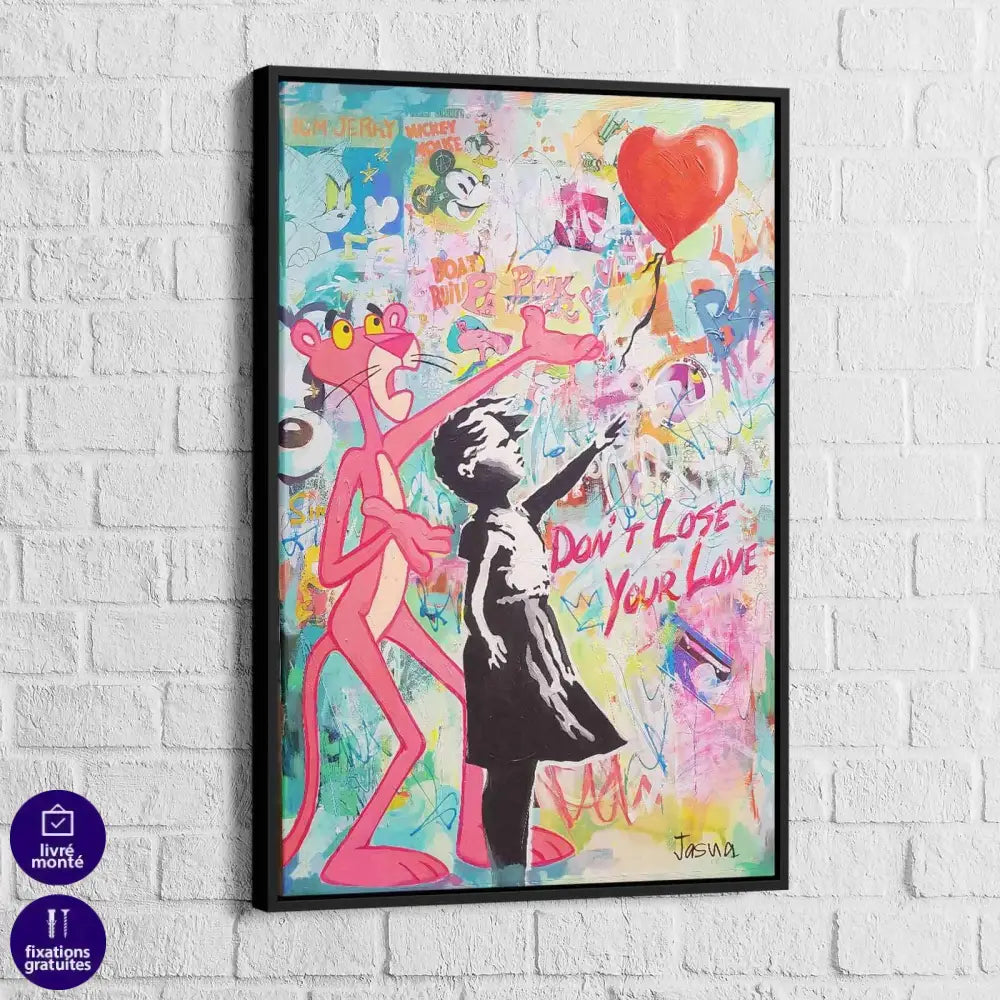 Tableau Banksy La fille au Ballon et La Panthère Rose - Montableaudeco