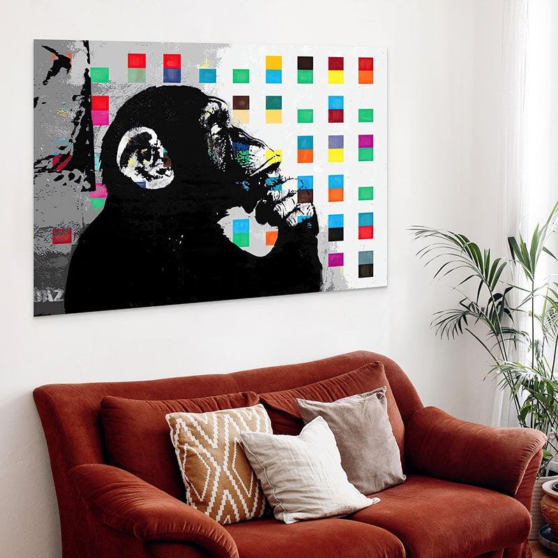 Tableau Banksy Monkey Think - Montableaudeco