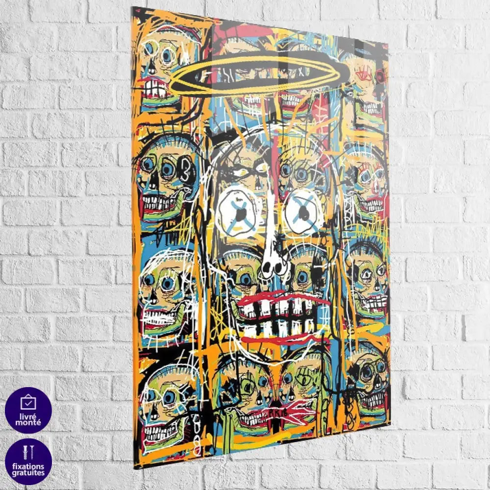 Tableau Basquiat Chaos des Crânes Célestes 40x60cm / Plexiglas Tableau Basquiat