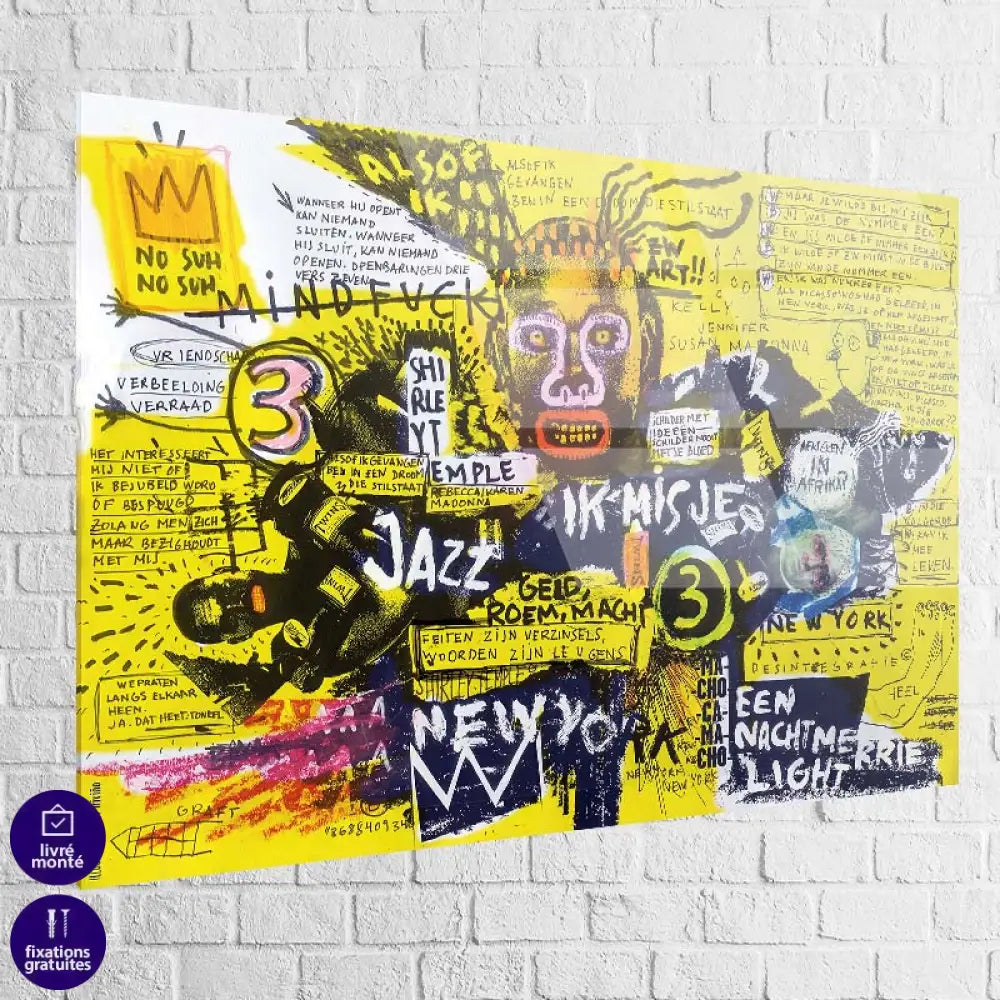Tableau Basquiat Jazz et Révolte 40x60cm / Plexiglas Tableau Basquiat