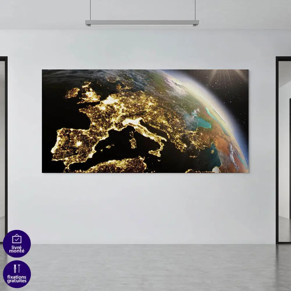 Tableau Carte Du Monde L'Europe de Nuit 2