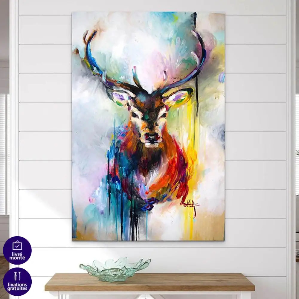 Tableau Cerf Coloré - Montableaudeco