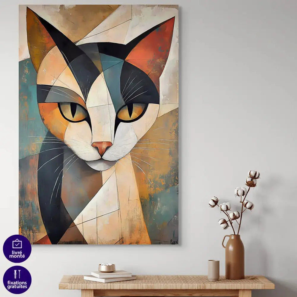 Tableau Chat à Facettes 40x60cm / Affiche sans cadre Tableau Chat