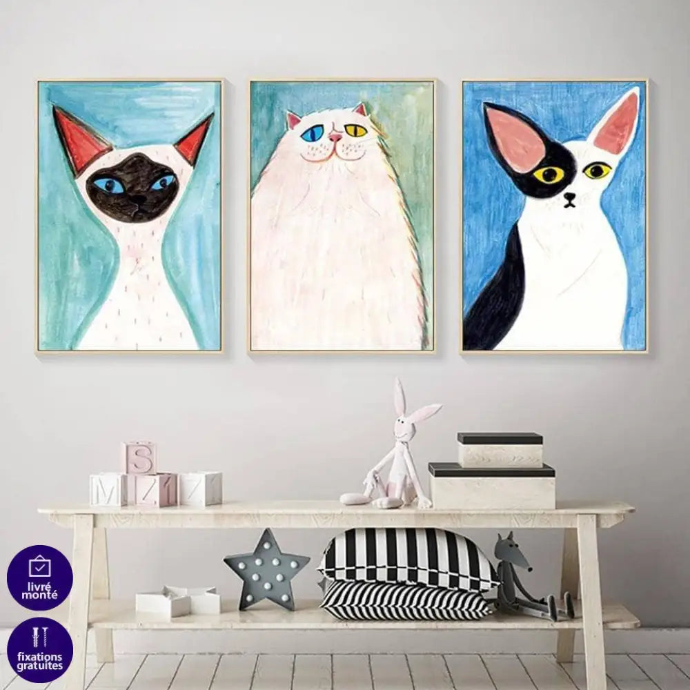Tableau Chat Coloré | Déco Original | Offre de Bienvenue -20% c