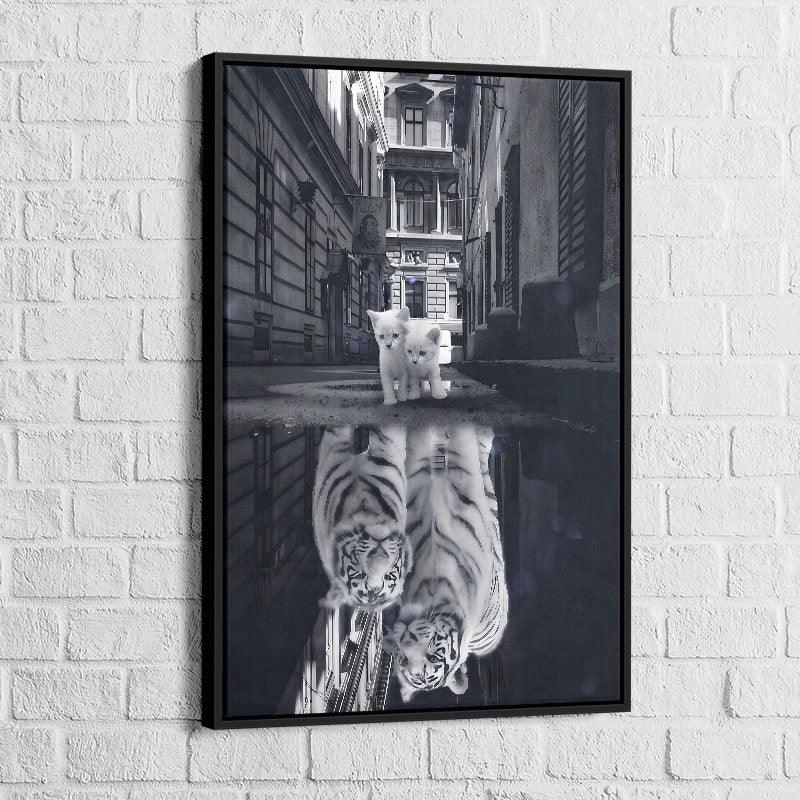 Tableau Chat Noir et blanc Le Tigre - Montableaudeco