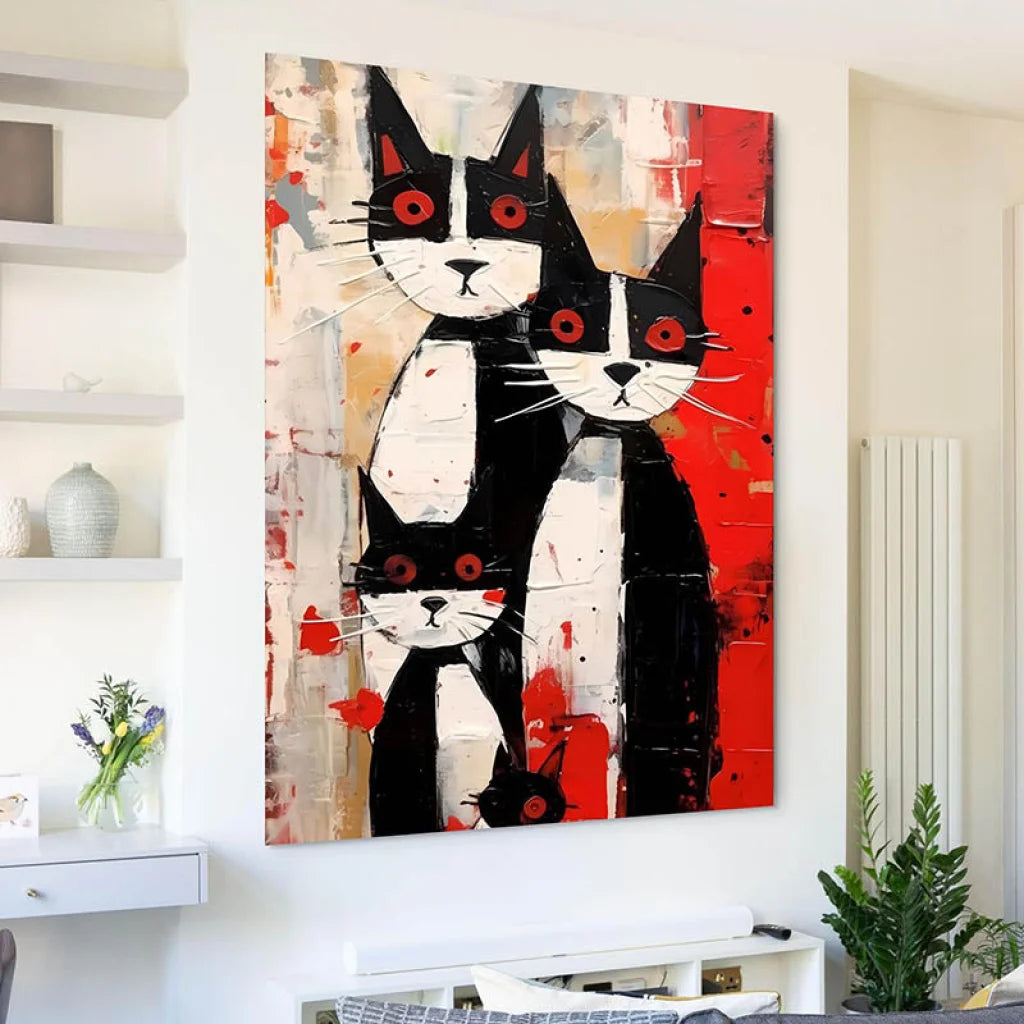 Tableau Chat Trilogie des Félins 40x60cm / Toile tendue sur châssis / B Tableau Street Art