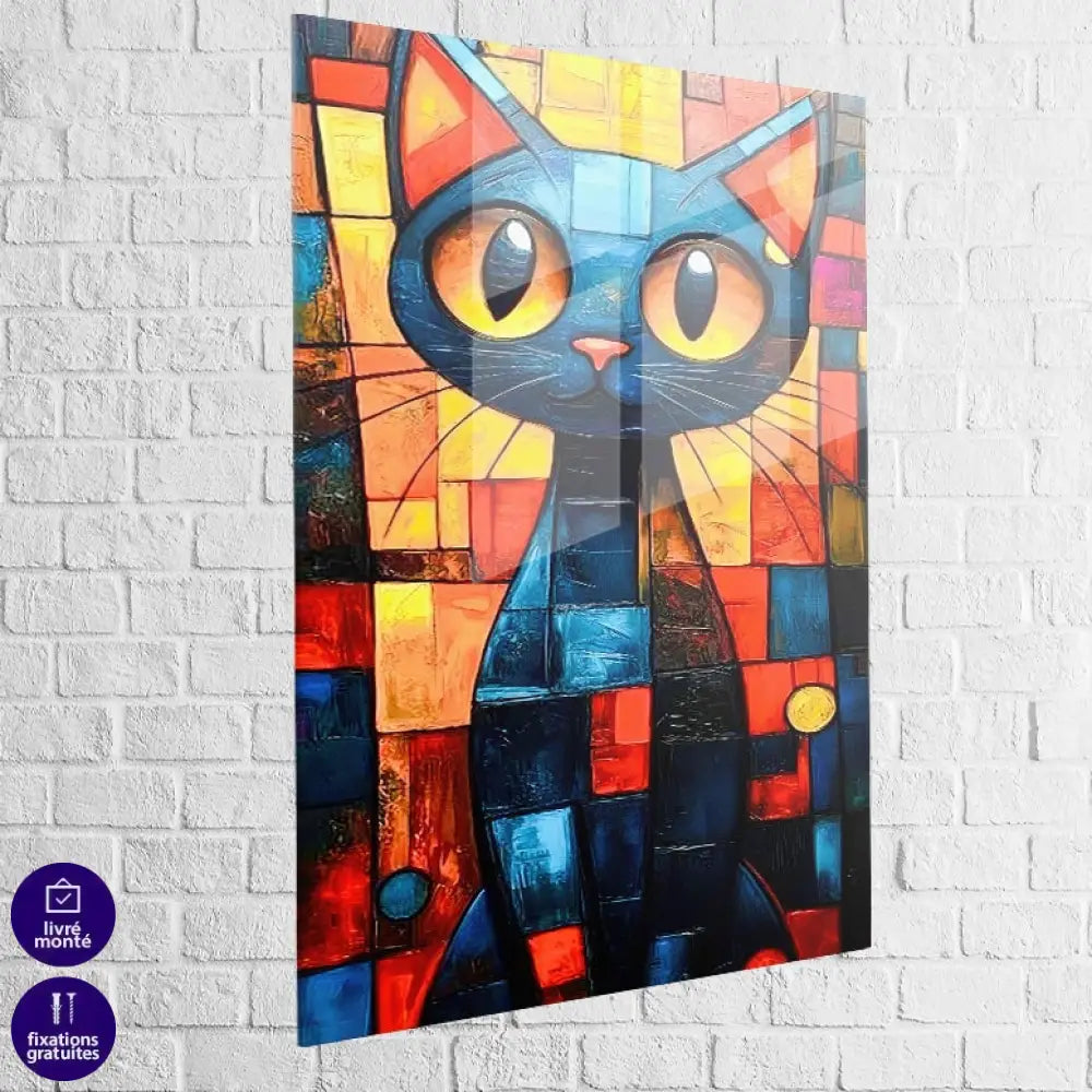 Tableau chat coloré street art