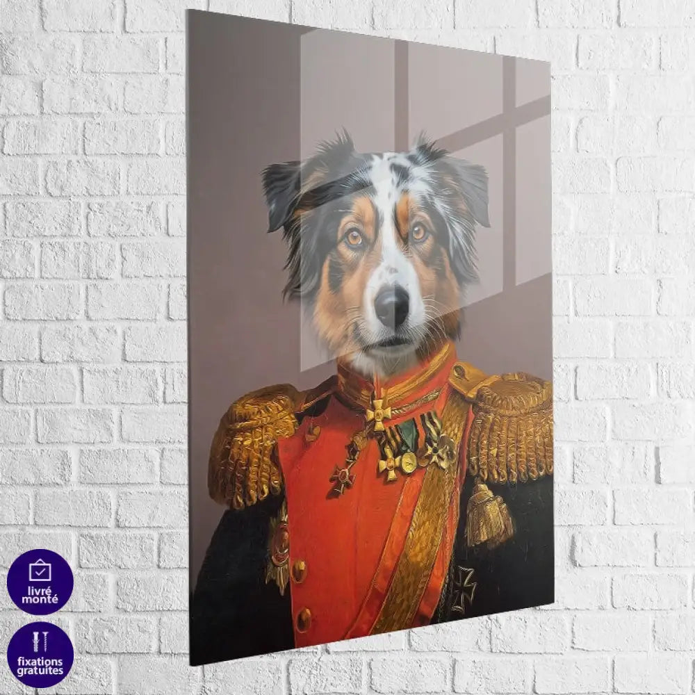 tableau chien costume militaire héros empire déco murale