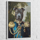 toile impression hd chien transformé en personnage historique