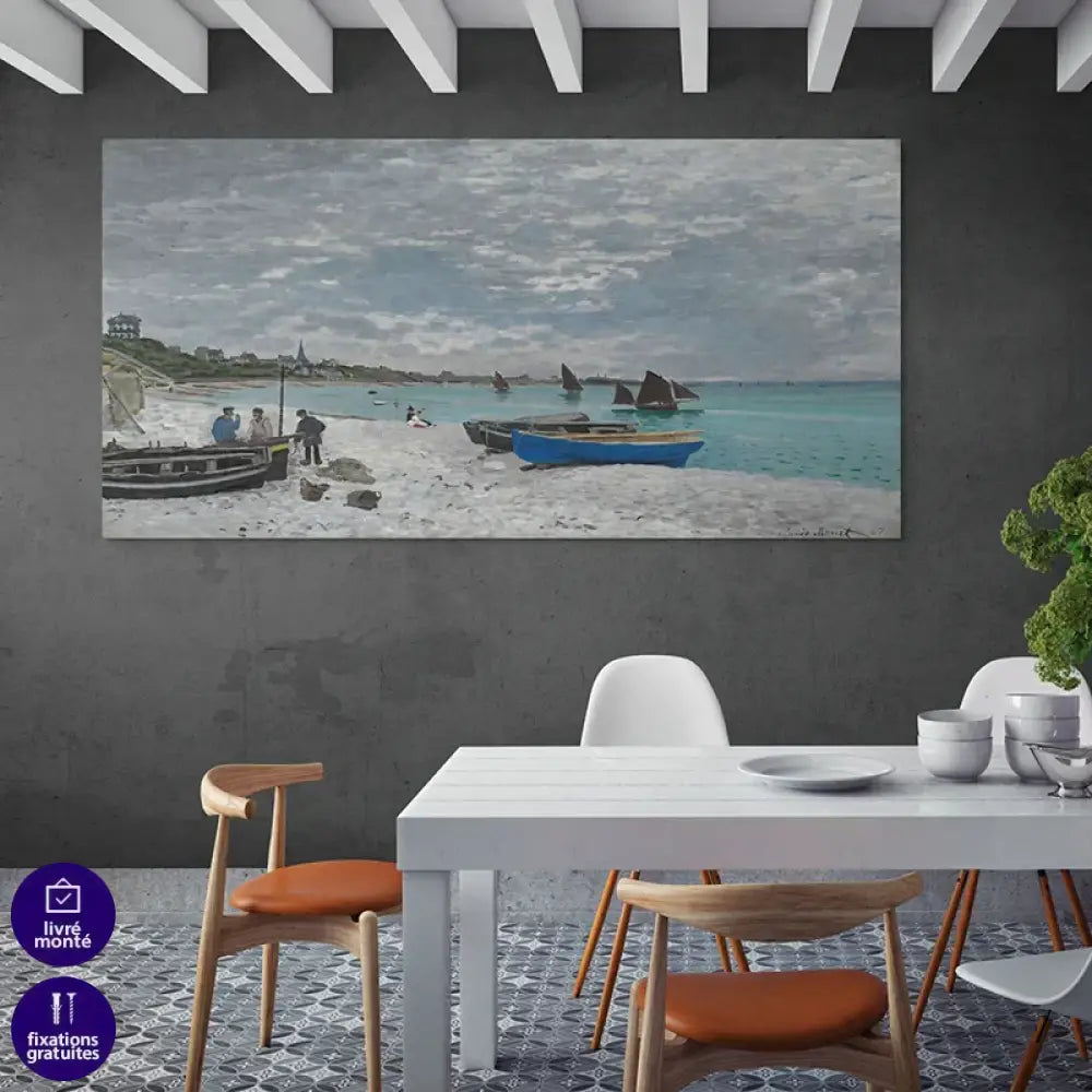 Toile artistique impressionniste bord de mer Claude Monet déco intérieure