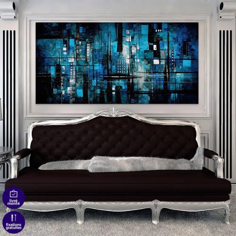 Tableau Contemporain Blue Black City - Montableaudeco