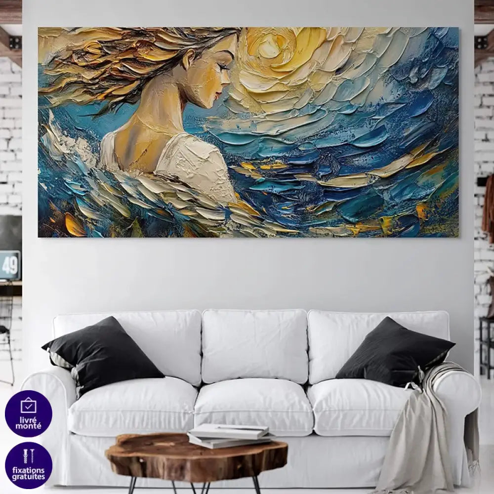 Décoration murale tableau contemporain femme élégante en mouvement