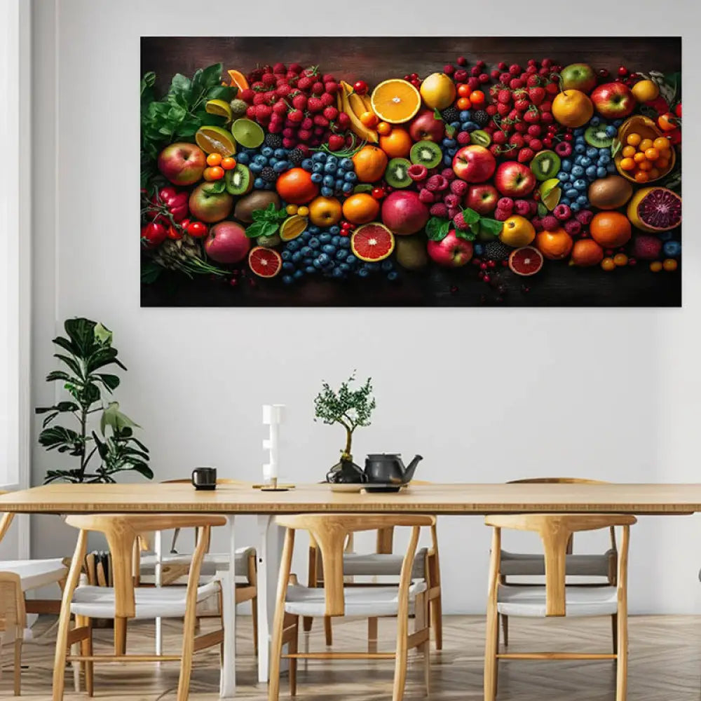 Tableau Cuisine Les Fruits 40x80cm / Toile tendue sur châssis Tableau Cuisine