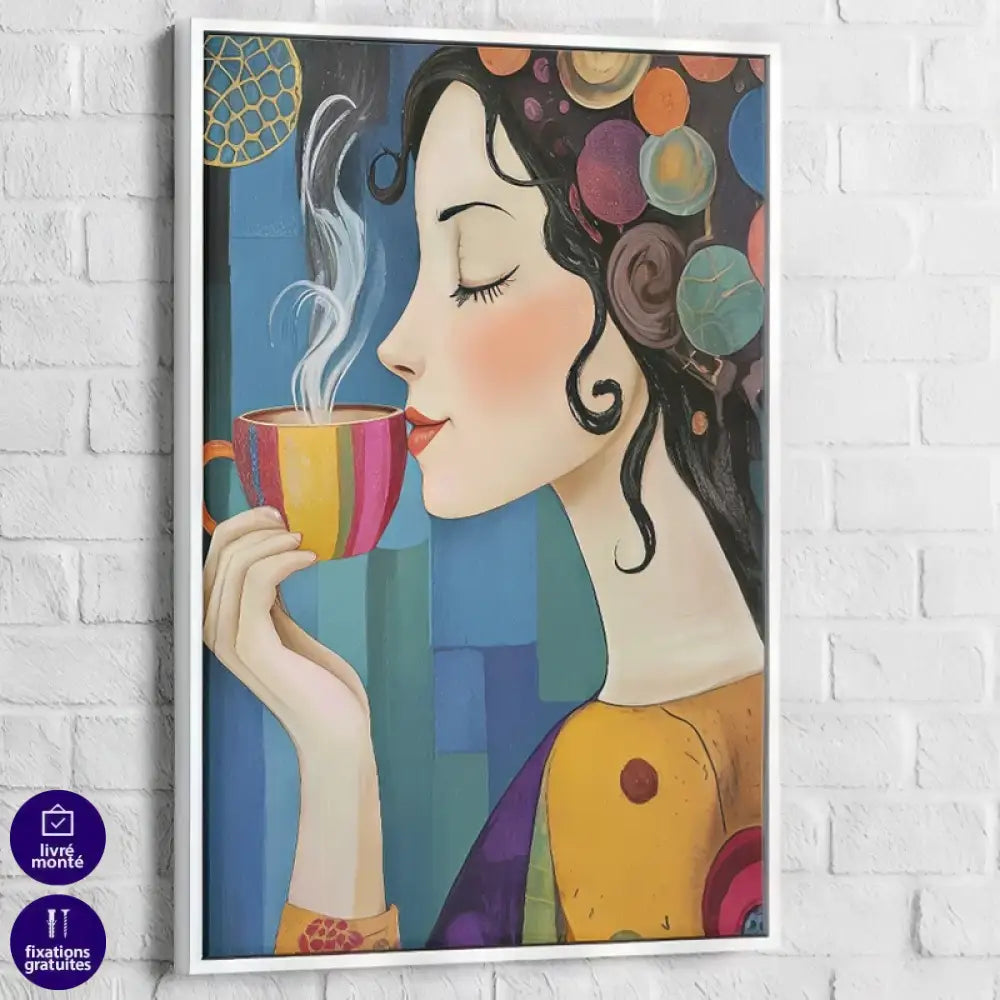 Tableau artistique moderne pour cuisine, ambiance chaleureuse et féminine