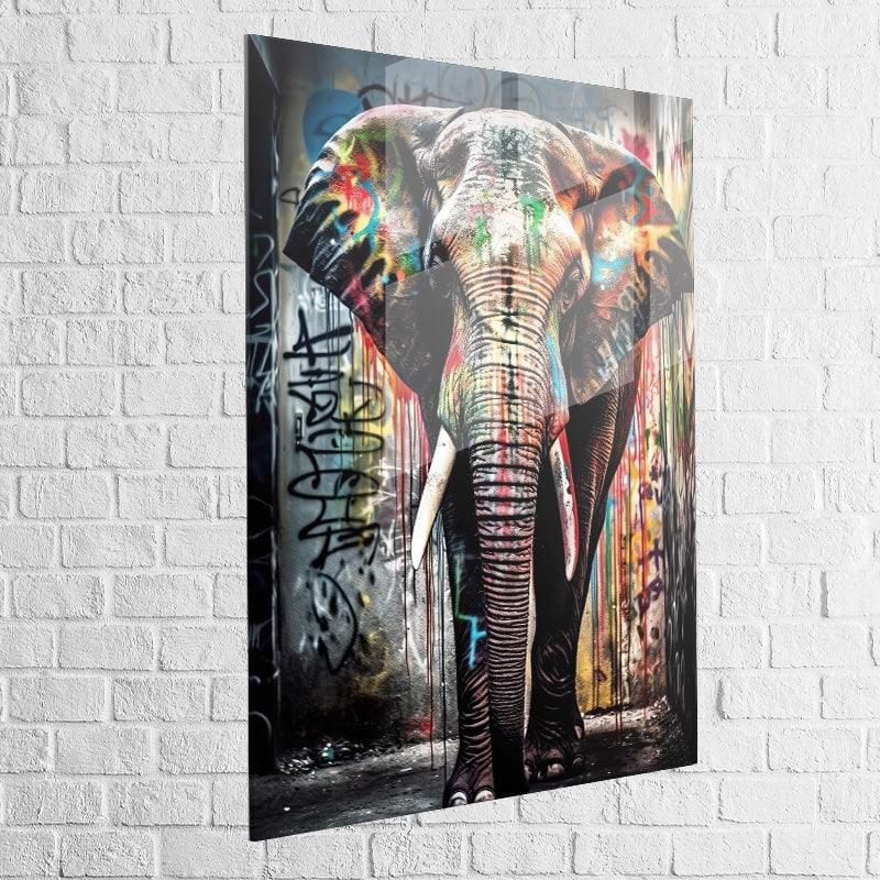 Tableau Elephant Coloré Graffiti - Montableaudeco