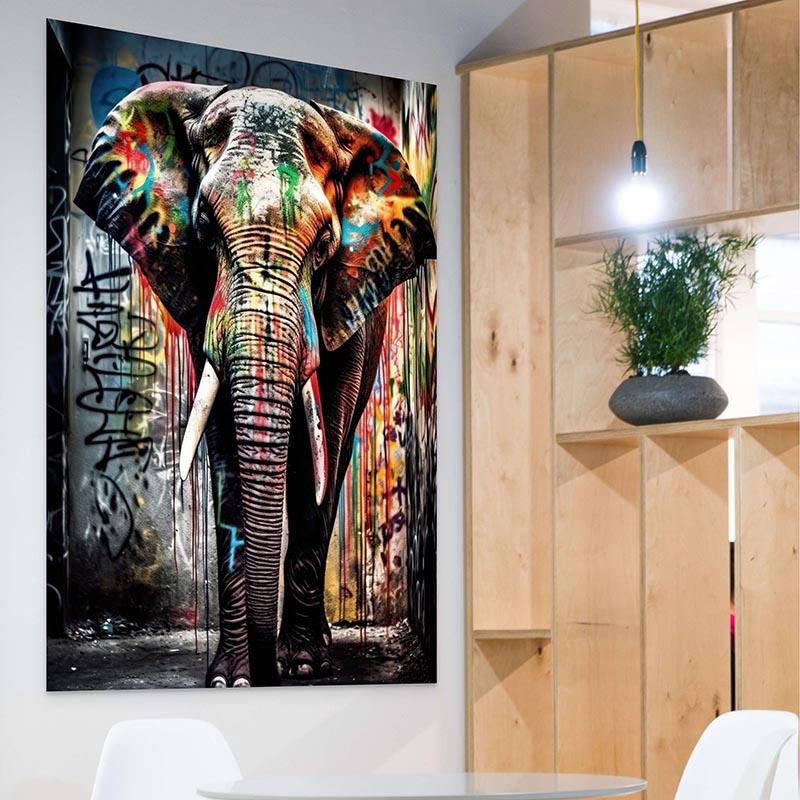 Tableau Elephant Coloré Graffiti - Montableaudeco