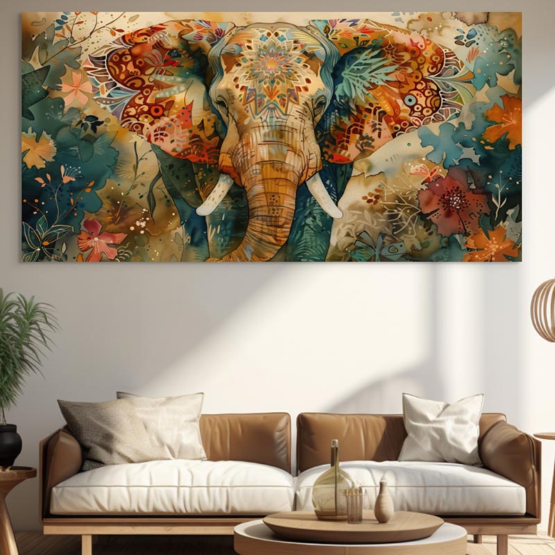 Tableau Éléphant Majesté Florale Montableaudeco