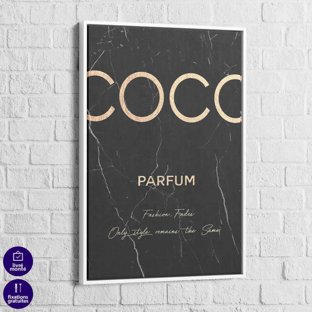 Tableau Fashion Coco Noir et Or 3 Pièces - Montableaudeco