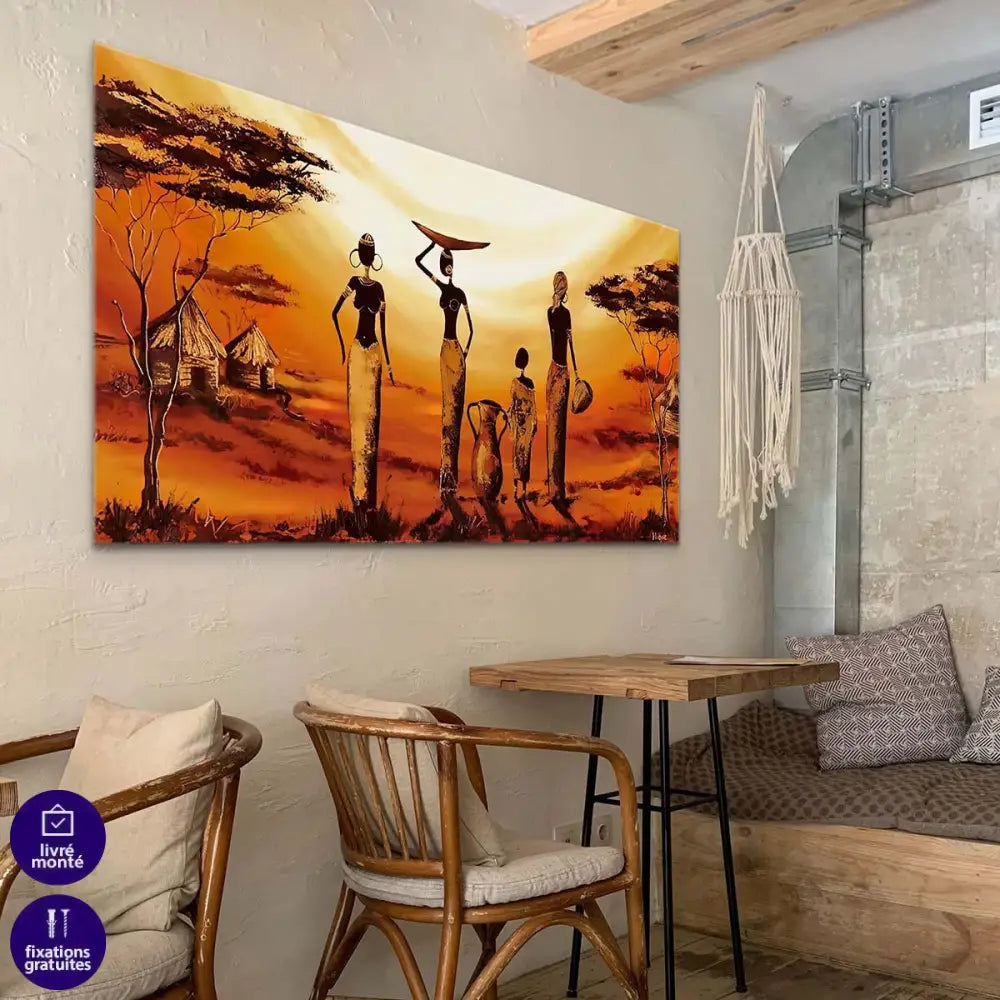 Tableau Femme Africaine Coucher de Soleil - Montableaudeco