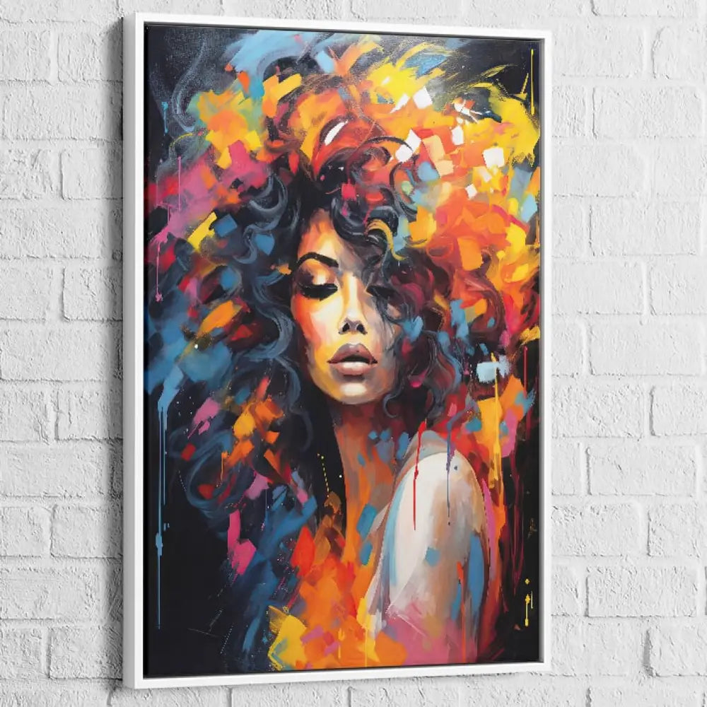 Tableau Femme Black Woman 40x60cm / Cadre Blanc Tableau Femme