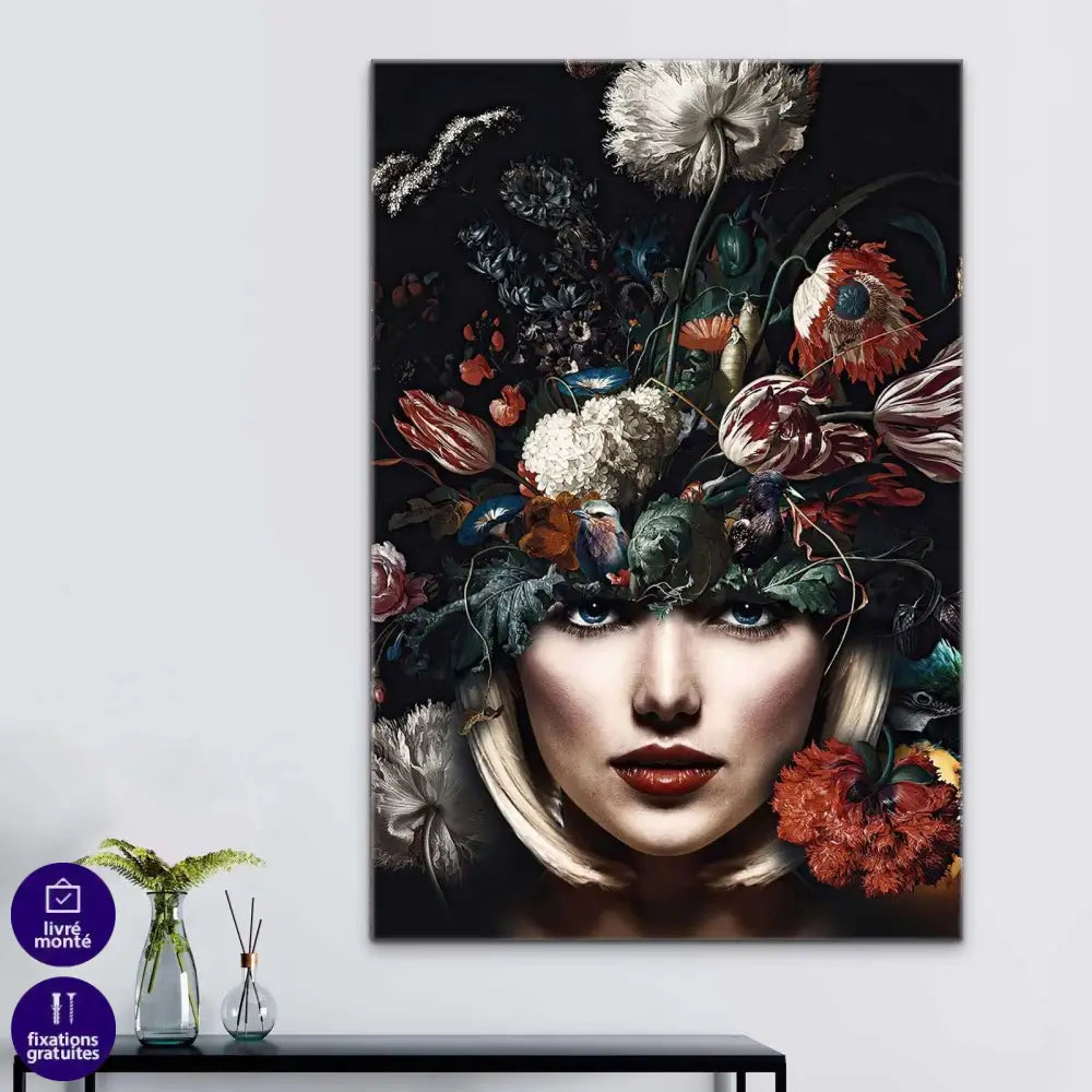 Tableau Femme de Fleurs 3 Pièces - Montableaudeco