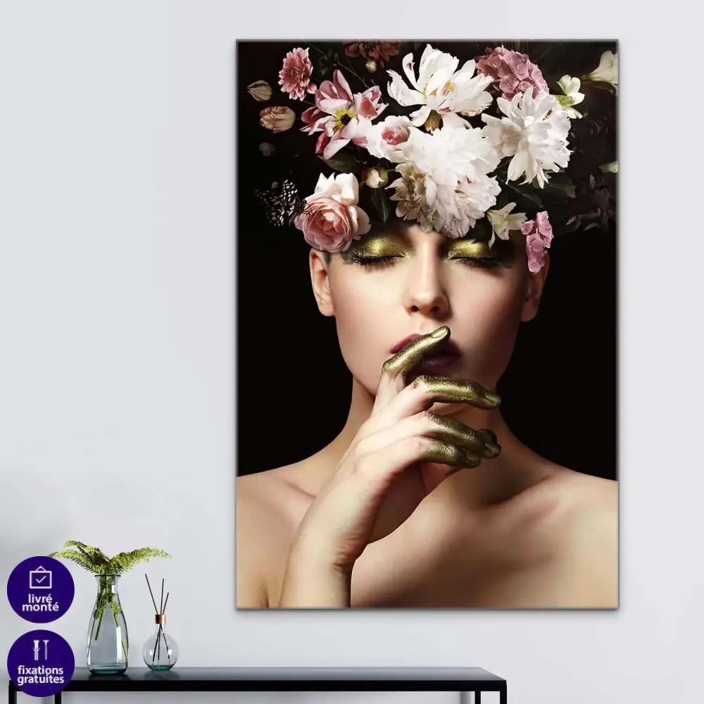 Tableau Femme de Fleurs 3 Pièces - Montableaudeco