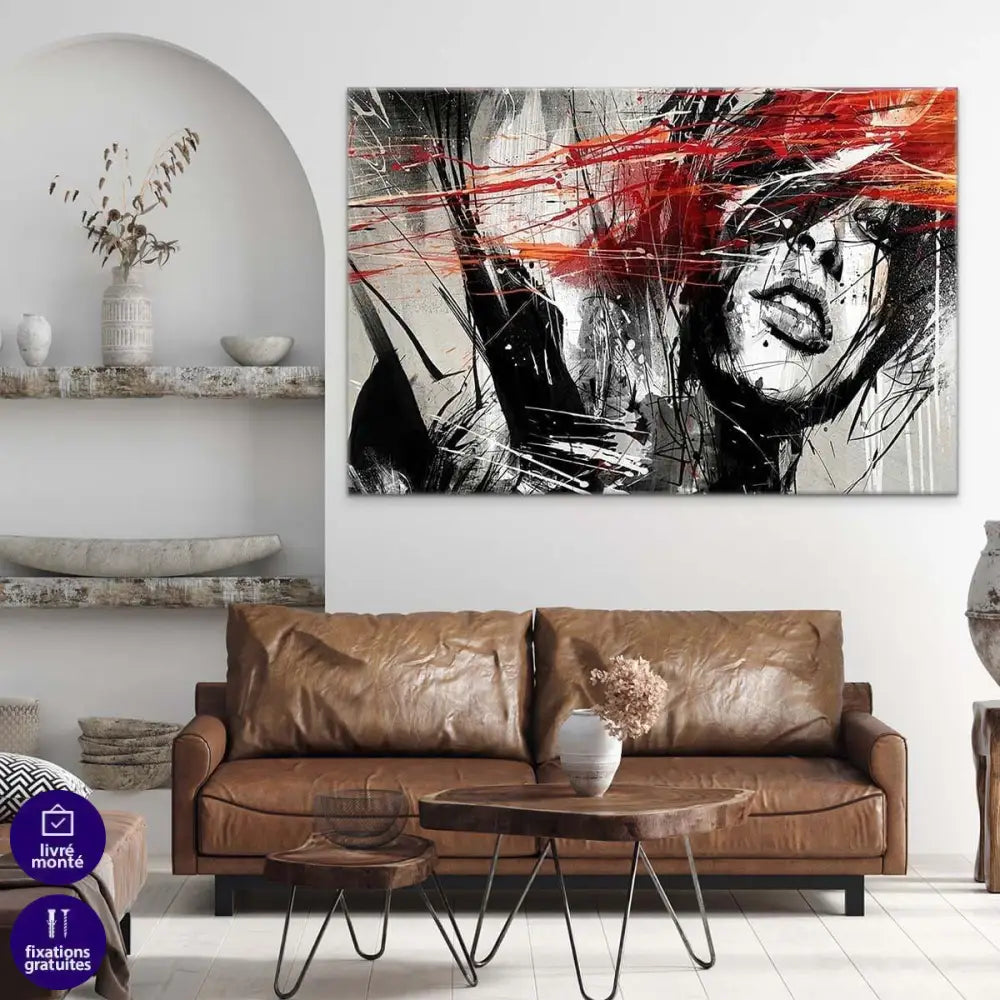 Tableau Femme Le Rouge sur le Noir - Montableaudeco