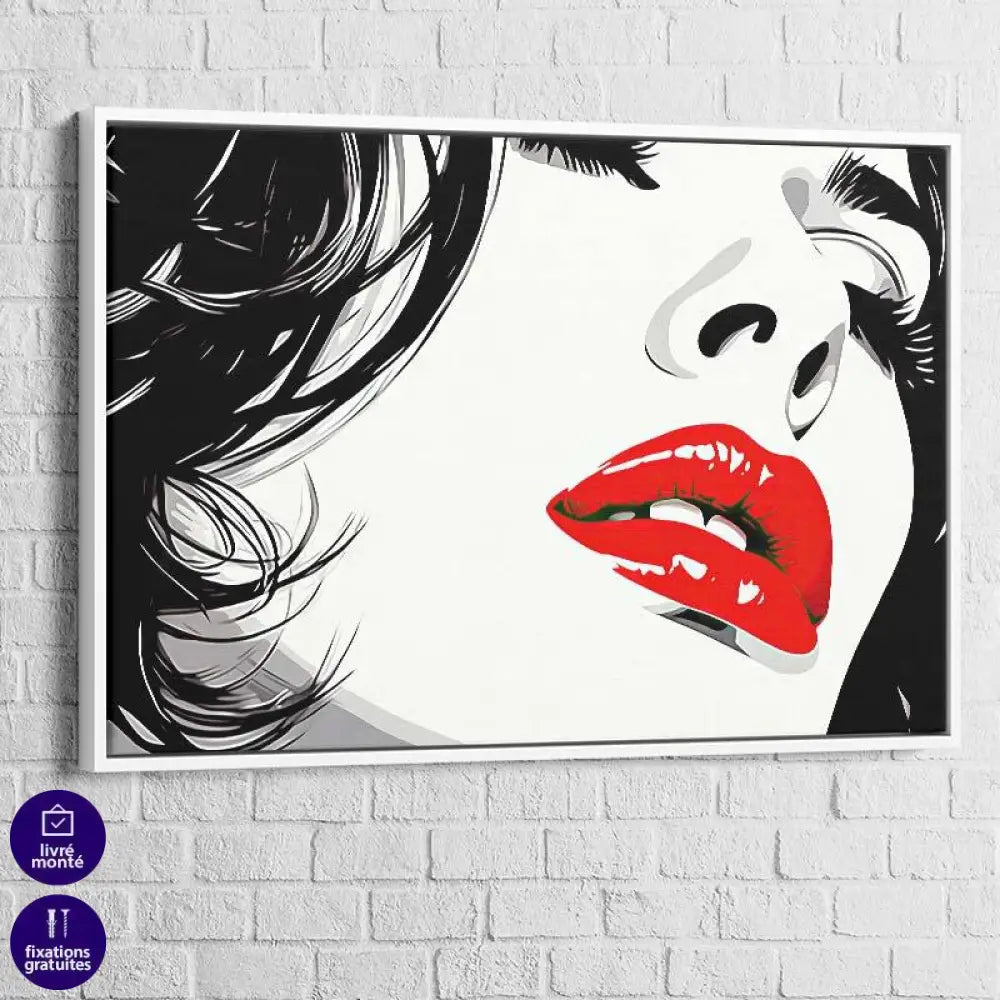 Tableau Femme noir et blanc lèvres rouge - Montableaudeco