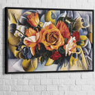 Tableau Fleur Carnaval de Roses 40x60cm / Cadre Noir Tableau Fleur