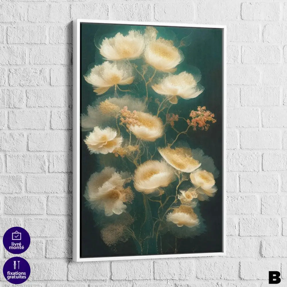 Tableau Fleur Les 3 Fleurs 40x60cm / Cadre blanc / B Tableau Fleur