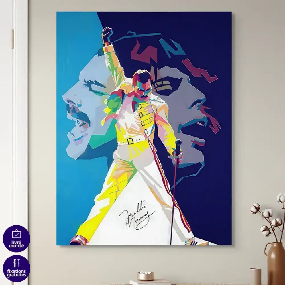 poster freddie mercury couleurs néon style contemporain