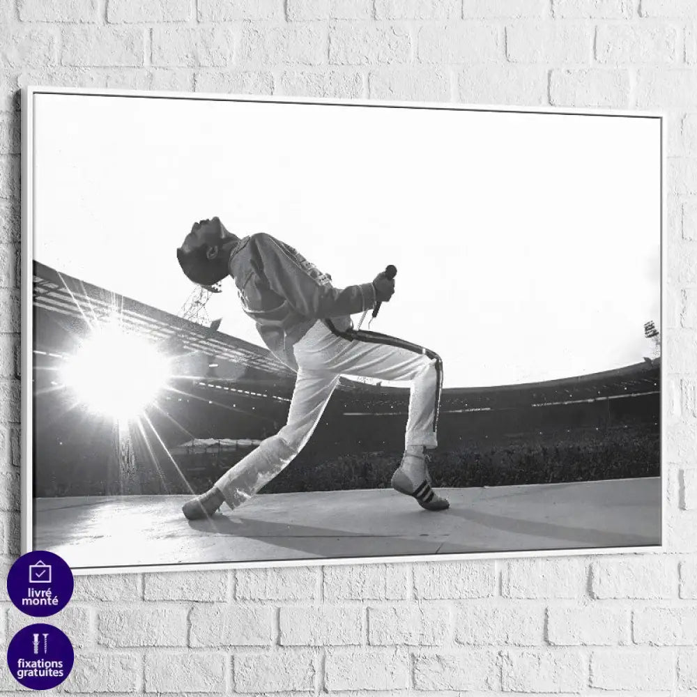 Tableau Freddie Mercury Wembley 40x60cm / Cadre blanc Tableau Abstrait