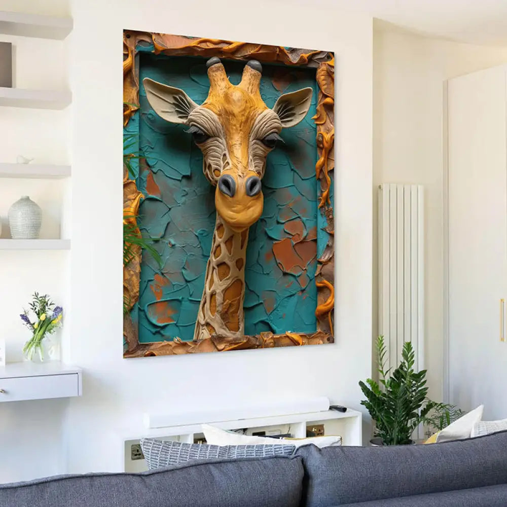 Tableau Girafe 3D 40x60cm / Toile tendue sur châssis Tableau Animaux