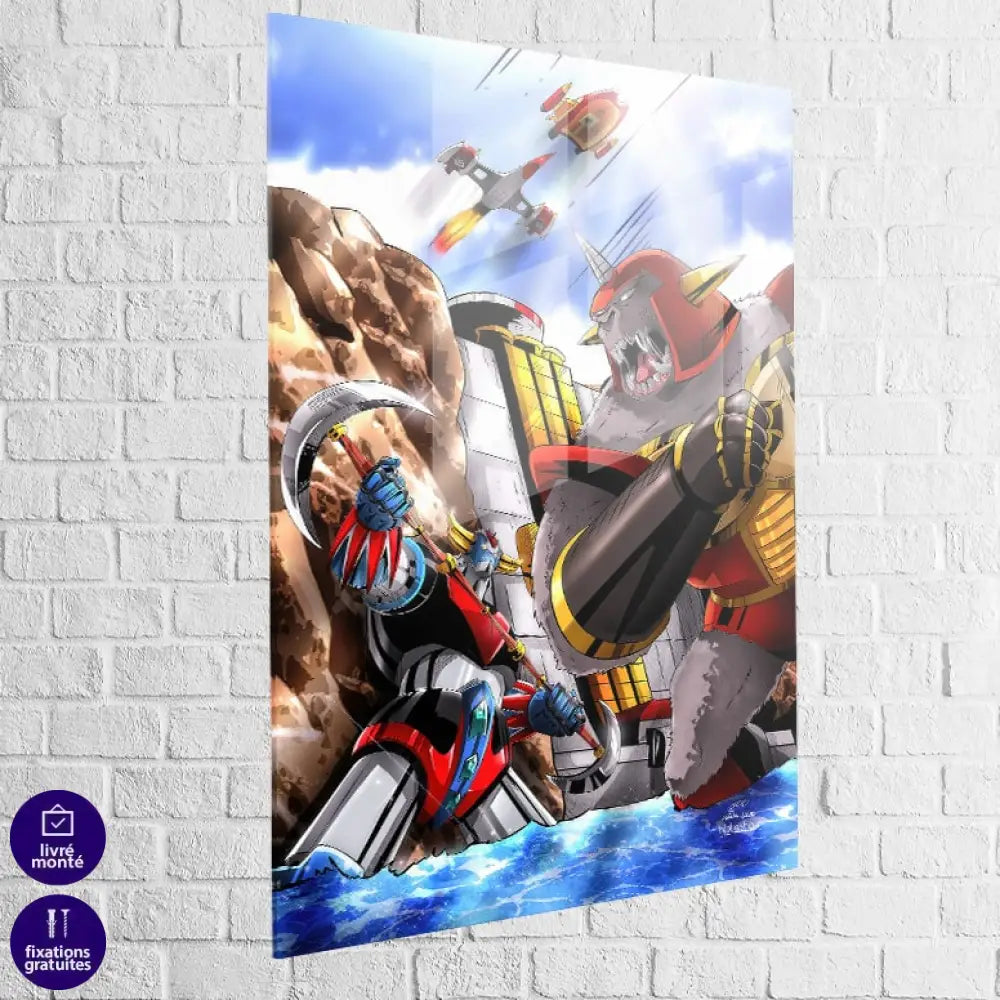 Tableau Goldorak vs Monstronef 40x60cm / Plexiglas Tableau animation